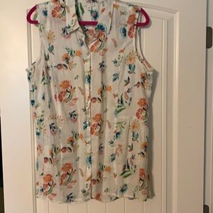 Sleeveless linen  blouse multi/colored